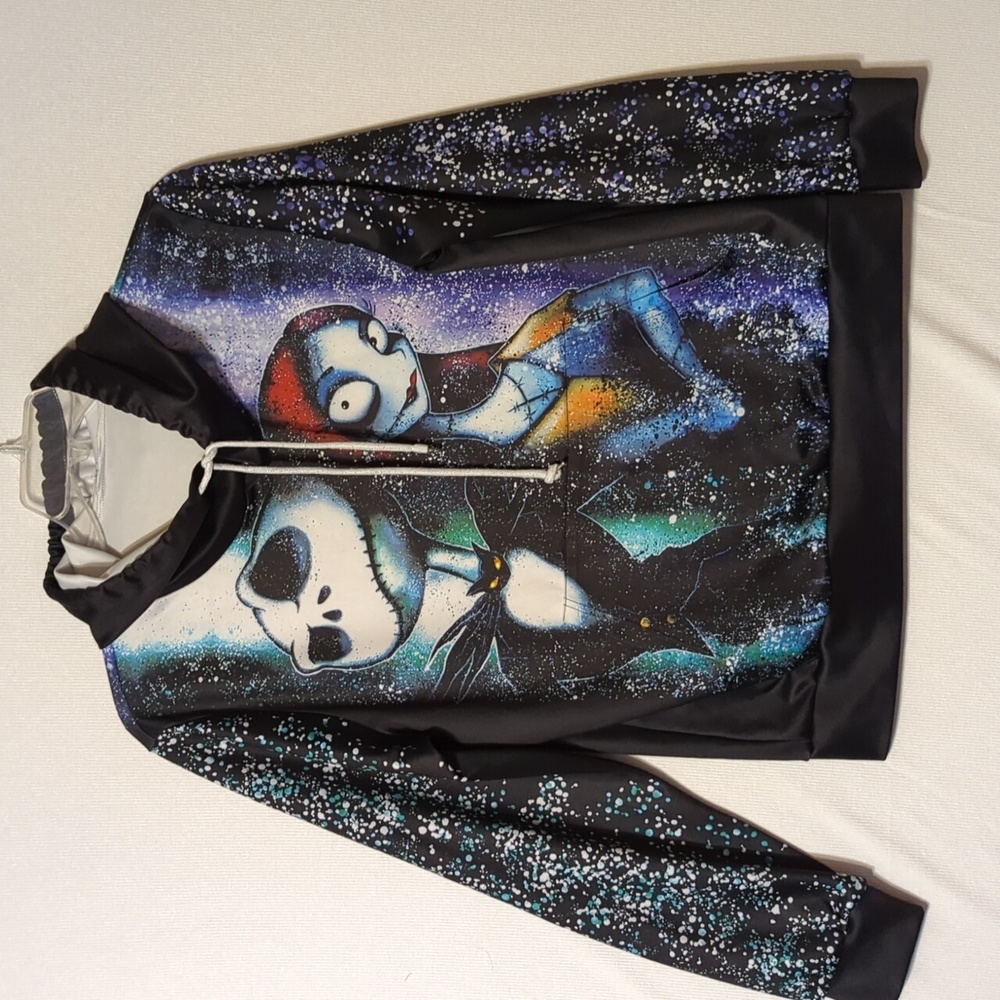 Nightmare Before Christmas Jack Sally‎ Sm/med Galaxy Splatter Hoodie Black 643